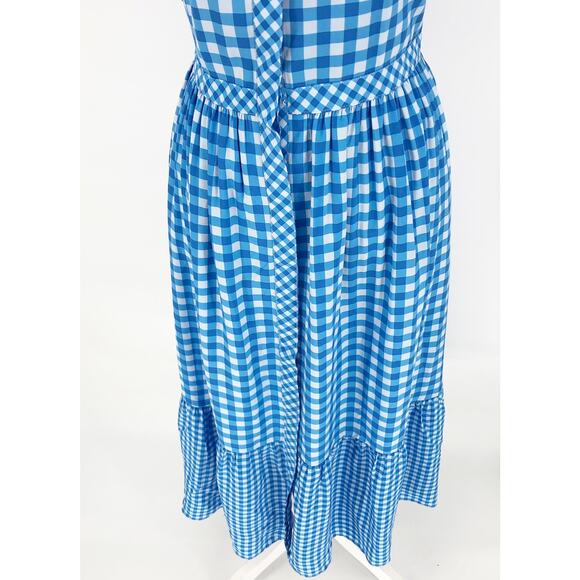 DRAPER JAMES Patio Shirtdress Size 10 Blue White Gingham Flutter Sleeve NWT - Picture 7 of 15